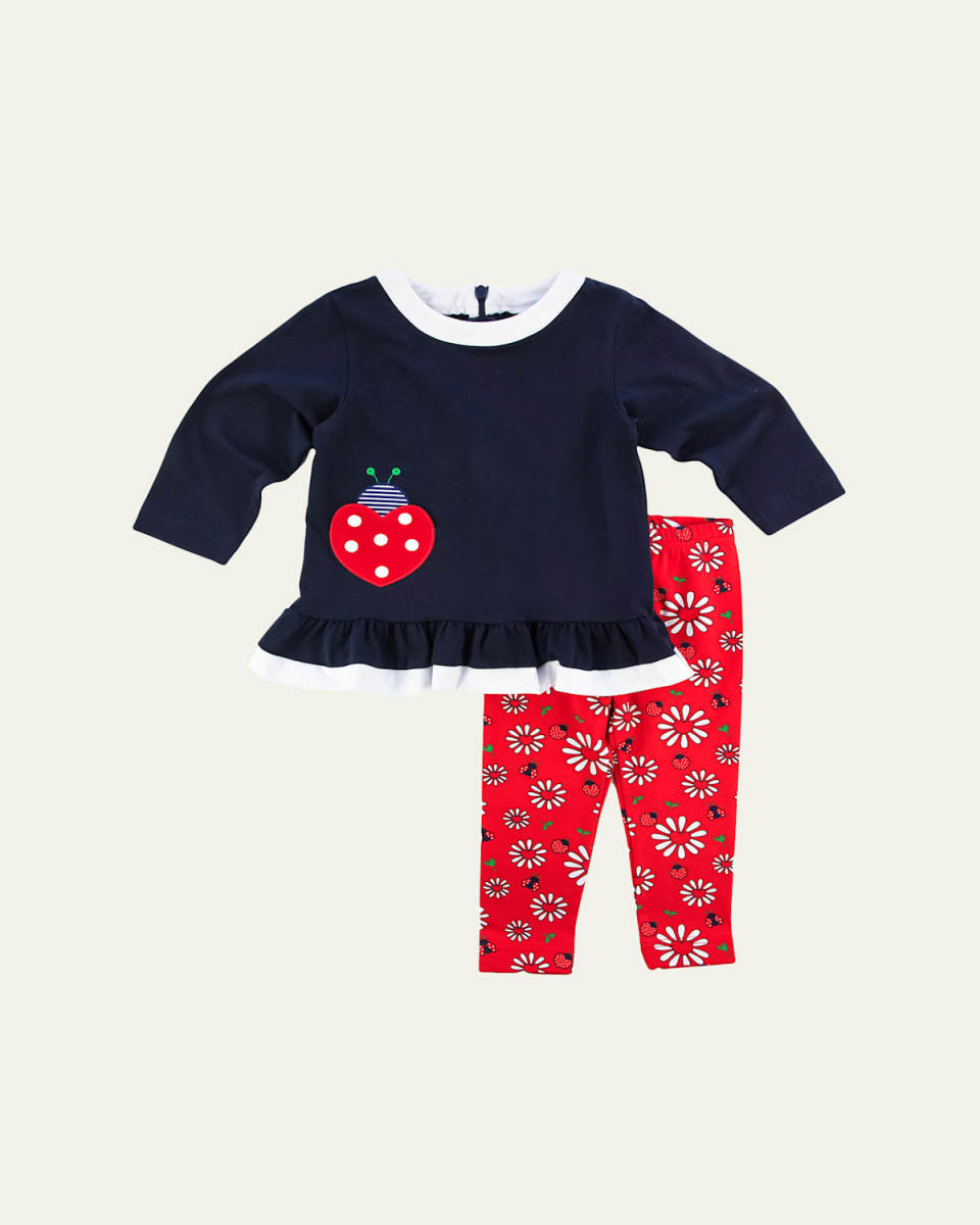 Girl's Ladybug Tunic & Floral Leggings Set, Size 12M-6